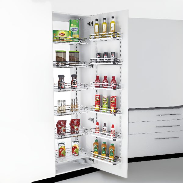 SOFT CLOSING (STRIPPED CHROME BASKET) PANTRY UNITS (QUBA) Civilismart