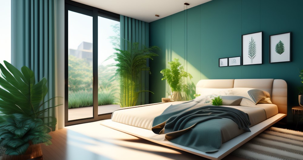 bedroom-with-green-wall-bed-with-white-blanket-it (Custom)